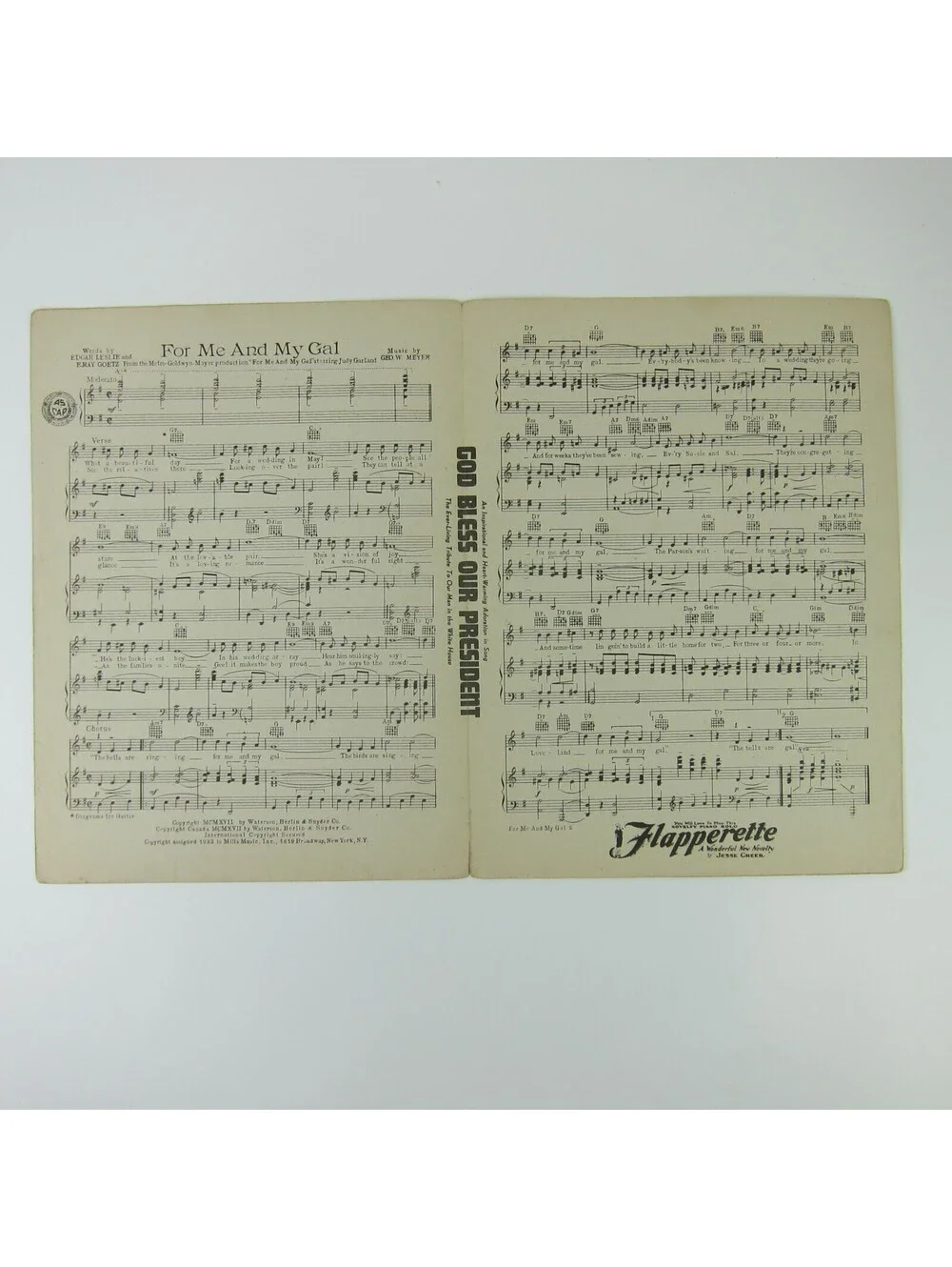 Sheet Music For Me and My Gal Film Judy Garland Piano & Guitar Vintage 1932